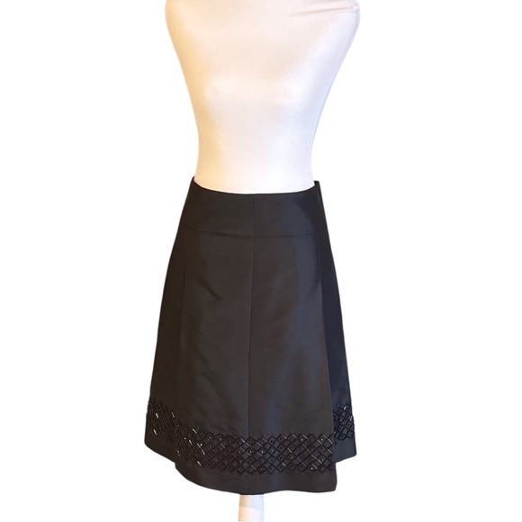 H & M  100% silk box pleat skirt with beaded hem. - Picture 2 of 11